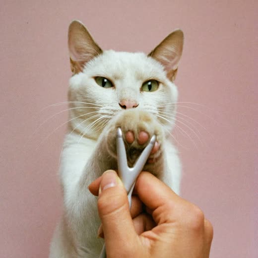 A cat's paw being held for a nail trim